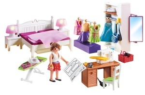 Set de joaca PLAYMOBIL 70208 - Dormitor cu Atelier de Croitorie, 67 piese, colorat - Img 6