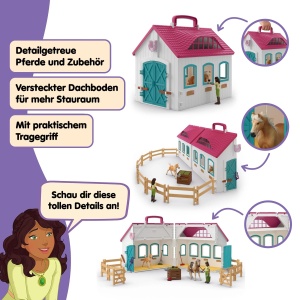 Set de Joaca Schleich - Grajd cu 60 Piese, 2 Figurine Cai si Accesorii - Img 3
