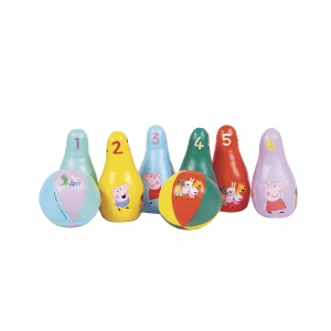 Set de jocuri Peppa Pig - Kegelspiel cu 6 Kegeli si 2 Bile, Multicolor