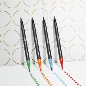 Set de Kalligrafie BIC Mein Handlettering, 44 piese, 20 Fineliner, 12 Pensule, Culoare Diversa - Img 6