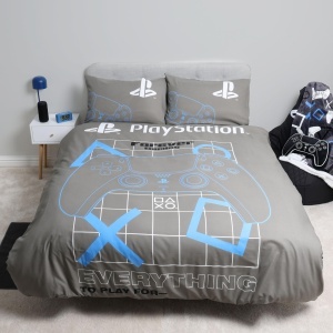 Set de lenjerie de pat PlayStation, gri, reversibil, 200x200 cm - Img 3