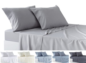 Set de lenjerie de pat Todocama, 4 piese, gri deschis, pentru pat 200x200 cm