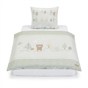Set de lenjerie pentru bebelusi roba Woodland Buddies, 100 bumbac, 80x80 cm, pastel verde - Img 10