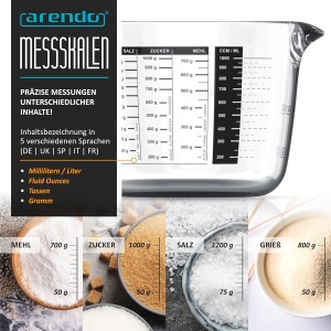 Set de masurare Arendo din sticla borosilicata - 250ml, 500ml, 1000ml - Img 4