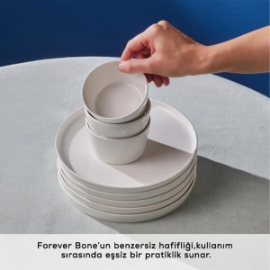 Set de Mic Dejun KARACA Forever Bone Bomo 22 piese pentru 6 persoane, Alb, Portelan - Img 6