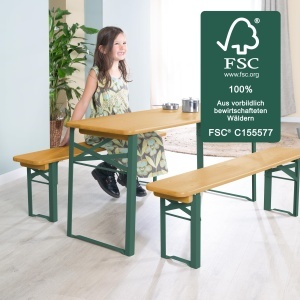 Set de mobilier pentru copii roba, 3 piese, din lemn masiv, pentru exterior, verdenatural - Img 3
