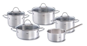 Set de Oale Fissler Palermo 5 piese, inox, inductie, cu capac din sticla