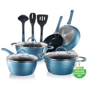 Set de Oale si Tigai NutriChef, 11 piese, Antiaderente, Inductie, Cu Manere Ergonomice