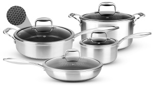 Set de Oale si Tigai NutriChef 8 piese, inox, inductie, antiaderent