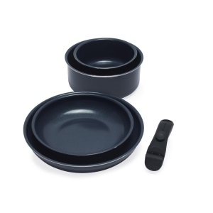 Set de oale si tigai Russell Hobbs 5 piese, ceramica, albastru marin, compatibil inductie