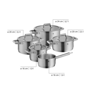 Set de Oale WMF Comfort Line 5 piese, Cromargan inox, cu capac din sticla, inductie - Img 8