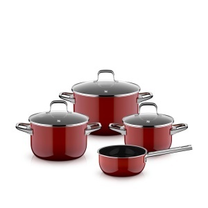 Set de Oale WMF Fusiontec Essential Pro, 4 piese, Inductie, Culoare Rosie