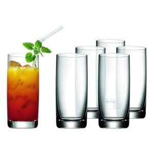 Set de pahare WMF Easy Long Drink 6 bucati, pahar de cocktail 350 ml, sticla de cristal, poate fi spalat in masina de spalat vase, rezistent la spargere