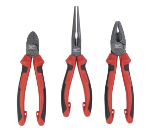 Set de Pince cu 3 Piese Milwaukee, Seitenschneider 160 mm, Kombizange 180 mm