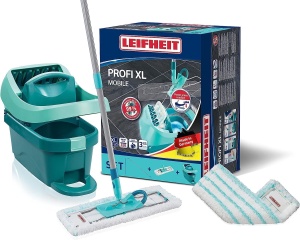 Set de prese de servetel Leifheit Profi XL cu mop de podea si role incl. capac de schimb Profi micro duo din microfibra, absorbant si usor de curatat, set pentru curatare fara a va apleca cu sistem de clic