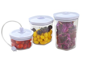 Set de recipiente cu vid Gastroback 46110 3 piese capacitate 700 ml 1400 ml 2000 ml cu furtun de vid