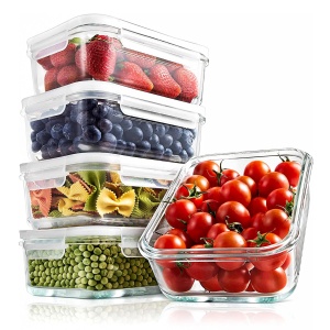 Set de recipiente din sticla NutriChef, 5 bucati, 900 ml, borosilicat, transparent