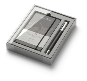 Set de scriere Faber-Castell Ambition Edelharz, stil elegant, negru, cu caiet A6