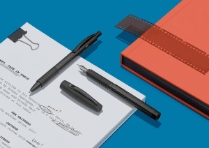 Set de scriere Faber-Castell Essentio Carbon, 2 piese, negru, cu cutie metalica - Img 5