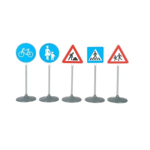 Set de Semne de Circulatie Theo Klein 2993, 5 piese, inaltime 70 cm, pentru copii