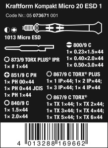 Set de surubelnite Wera Kraftform Kompakt Micro-Set ESD20, 20 piese, cu sistem de schimbare rapida - Img 2