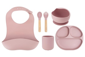 Set de Tacamuri si Farfurii pentru Copii MoMi AMI, 6 Piese, Silikon, 360 ml