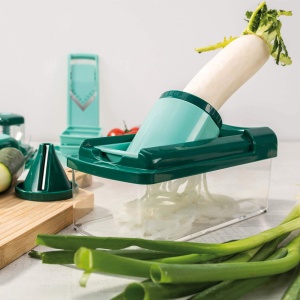 Set de taiat legume Nicer Dicer Fusion, 12 piese, multifunctional, argintiu-verde - Img 5