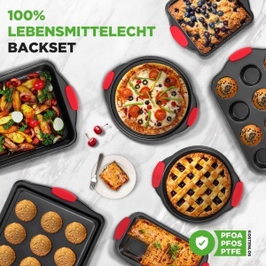 Set de Tavi de Copt NutriChef 10 Piese Antiaderente cu Manere din Silicon - Img 5
