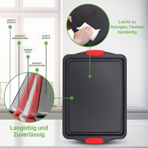 Set de Tavi pentru Copt NutriChef 3 Piese, Antiaderente, Hitzebestendige, Din Otel Carbon - Img 3