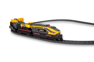 Set de trenuri cu masini mici Caterpillar, 8 sine, cu magnet si 3 vagoane