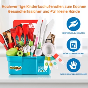 Set de unelte de bucatarie pentru copii NutriChef 30 piese - cu cutit, plansa si schita - Img 2