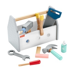 Set de unelte din lemn Fisher-Price HYG50, 9 piese, pentru copii de la 3 ani