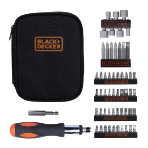 Set de unelte manuale BlackDecker A7104, 56 piese, cu cutie de transport
