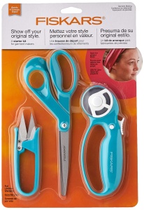 Set de unelte pentru croitorie Fiskars, 3 piese, confort, turcoaz