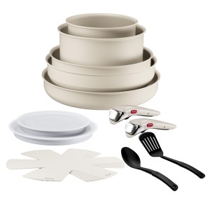 Set de Vase Tefal Ingenio Cerabright, 15 piese, Antiaderent, Culoare Bej - Img 2