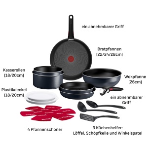 Set de Vase Tefal Ingenio Enjoy 17 piese, Antiaderent, Usor, Negru - Img 8