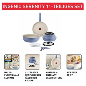 Set de Vase Tefal Ingenio Serenity 11 piese, Aluminiu, Antiaderent, Culoare Albastru - Img 3