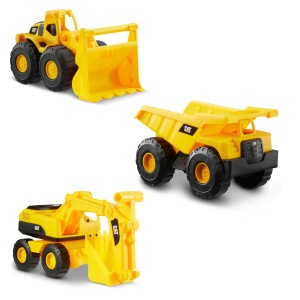 Set de vehicule de constructie CAT - 3 piese, 18 cm, cu parti mobile, pentru copii