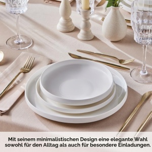 Set de Vesela Karaca Streamline New Saturn 24 piese pentru 6 persoane, Alb, Portelan - Img 4