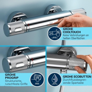 Set dus GROHE Precision Feel cu termostat, 3 tipuri de jet, crom - Img 9