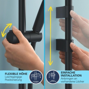 Set dus GROHE Vitalio 110, 6lmin, 2 moduri de jet, negru, 60cm - Img 7