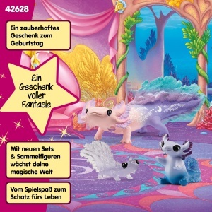 Set Figurine Axolotl Mama si Bebei Schleich BAYALA - 3 Piese, Culori Stralucitoare - Img 6