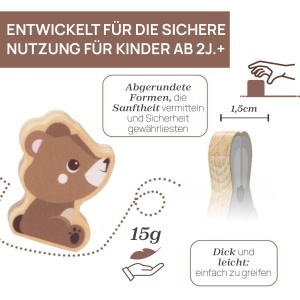 Set figurine din lemn Chicco My Wood Friends Montessori 2 ursuleti si piesa de puzzle pentru copii 2 ani - Img 3