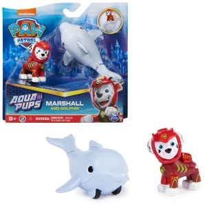 Set Figurine Paw Patrol Aqua Pups - Marshall si Delfin, 6 cm si 13 cm, pentru copii de la 3 ani