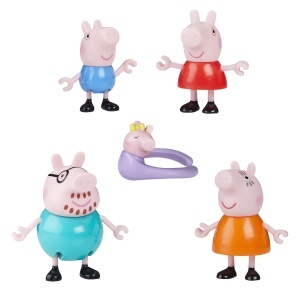 Set Figurine Peppa Pig - Familia Wutz, 5 Piese, Roz