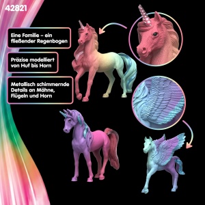Set figurine Regenbogeneinhorn Schleich 42821 3 piese, design detaliat - Img 2