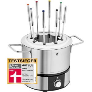 Set fondue WMF Lono pentru 8 persoane, fondue electric, 1400 W, reglare temperatura, suport furculita, oala cu inductie 1.2l, oala fierbinte, otel inoxidabil mat - Img 2
