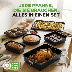 Set forme de copt NutriChef 8 piese, antiaderente, din otel carbon, negru - Img 6