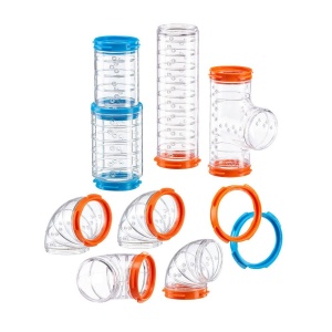 Set Hamster Ferplast Tube Accesorii pentru Cusca Hamster 9 bucati in total Hamster Tunnel Tube cu orificii de ventilatie curbe si fitinguri incluse KI