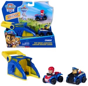 Set Joc Paw Patrol Launcher cu Chase si Ryder, 2 Masinute Mini, 6.5 cm
